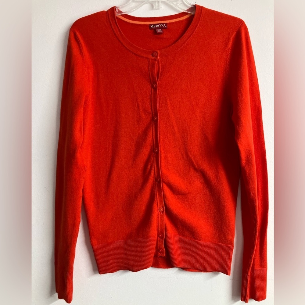 Women’s Button Front Classic Sweater by Merona, Medium, Red